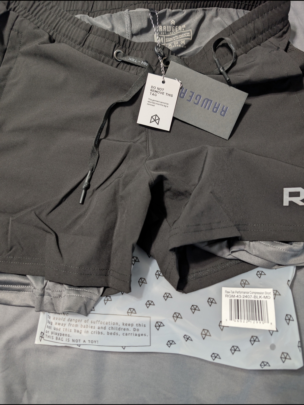 Rawgear Men’s Medium 2-in-1 Performance Training Shorts Compression Liner NWT